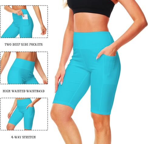 AOBUTE Womens 9"/10"/11" Long Swim Board Shorts High Waisted UPF 50+ Biker Shorts with Pockets in Kuwait