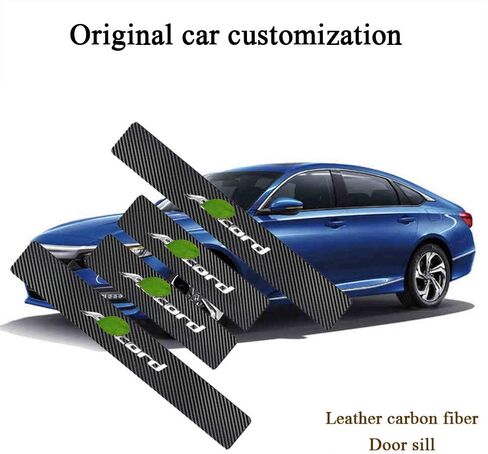 XITER For Honda Accord 2012-2024 Carbon Fiber Leather Car Door Sill Scuff Plate Guard Sills Door Entry Guard Protector Trim Autoparts Accessories 4PCS (SILVER) in Saudi Arabia