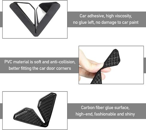 2 PCS Car Door Corner Protector Edge Guards, Real Carbon Fiber Anti-Collision Car Door Edge Protector, Self-Adhesive Decorative Auto Corner Protect, Vehicle Exterior Accessories (Black Sport) in Kuwait