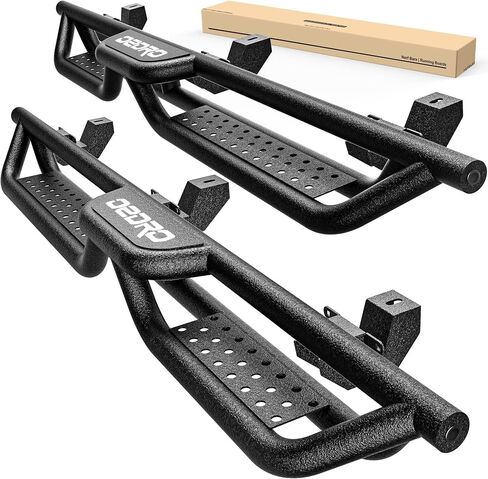 Running Boards Compatible with 2018-2025 Jeep Wrangler JL 4 Doors, 6" Two-Stairs Side Step Rails Coated Black Carbon Steel Nerf Bars in Saudi Arabia