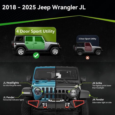 Running Boards Compatible with 2018-2025 Jeep Wrangler JL 4 Doors, 6" Two-Stairs Side Step Rails Coated Black Carbon Steel Nerf Bars in Saudi Arabia