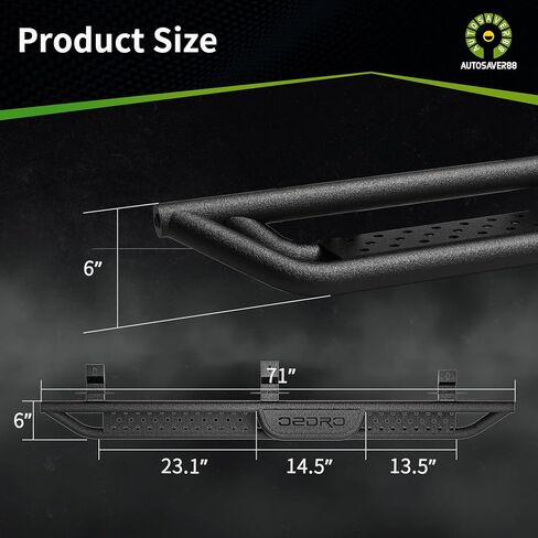 Running Boards Compatible with 2018-2025 Jeep Wrangler JL 4 Doors, 6" Two-Stairs Side Step Rails Coated Black Carbon Steel Nerf Bars in Saudi Arabia
