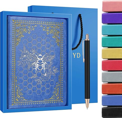 Bee Gifts Bee Faux Leather Vintage Journal Notebook Honey Bee Gifts,Hardcover Notebook for Women Men,Bee Lover Gifts,200 Pages 100 Gsm Journal Notebook with Pen,1 Pack Black A5 (Bee Black) in Kuwait