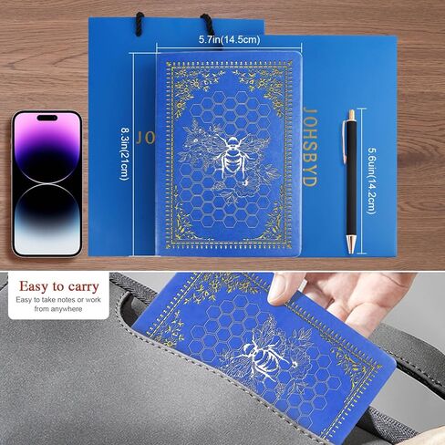 Bee Gifts Bee Faux Leather Vintage Journal Notebook Honey Bee Gifts,Hardcover Notebook for Women Men,Bee Lover Gifts,200 Pages 100 Gsm Journal Notebook with Pen,1 Pack Black A5 (Bee Black) in Kuwait