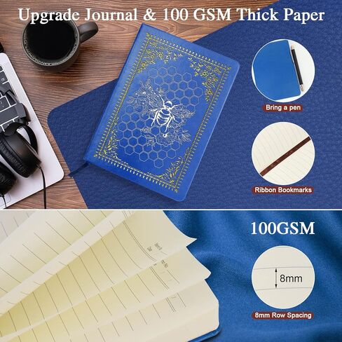 Bee Gifts Bee Faux Leather Vintage Journal Notebook Honey Bee Gifts,Hardcover Notebook for Women Men,Bee Lover Gifts,200 Pages 100 Gsm Journal Notebook with Pen,1 Pack Black A5 (Bee Black) in Kuwait