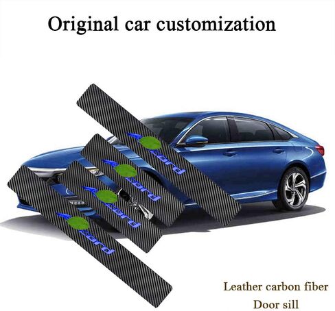 XITER For Honda Accord 2012-2024 Carbon Fiber Leather Car Door Sill Scuff Plate Guard Sills Door Entry Guard Protector Trim Autoparts Accessories 4PCS (SILVER) in Saudi Arabia