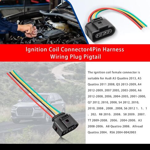 2 PCS CAR CAR IGNITION COOL COLLECTION TRIP WIRINGER WIRINGERS PIGALLING ، Automotive Ignition Coil Coil Tharness Part Part OEM: 1J0973724 ، متوافق مع طرز Audi VW محددة (أسود) in Saudi Arabia