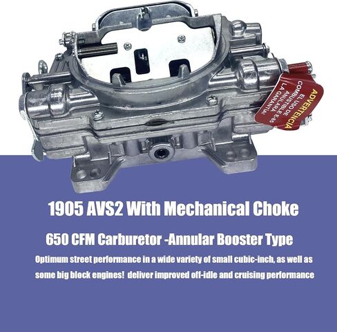1905 AVS2 650CFM 4 Barrel AFB-style Square Bore Carburetor Compatible with Silverado, Corvette, Mustang, Mercury, GMC Pickup Truck, Manual Choke (1905-650) in Kuwait