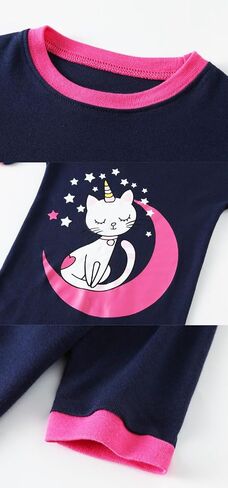 Girls Cotton Pajamas Short Sleeve Pjs Toddler Summer Sleepwear Sets in Kuwait