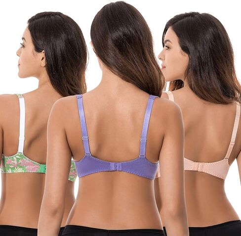 Curve Muse Women's Plus Size Unlined Balconette Cotton Bra-2 or 3Pack in Kuwait