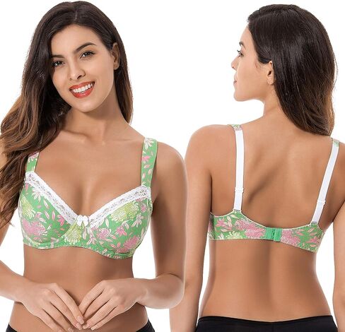 Curve Muse Women's Plus Size Unlined Balconette Cotton Bra-2 or 3Pack in Kuwait
