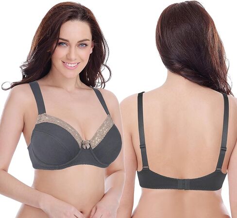 Curve Muse Women's Plus Size Unlined Balconette Cotton Bra-2 or 3Pack in Kuwait