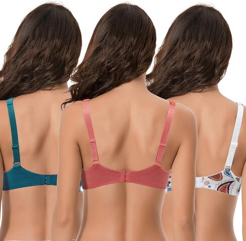 Curve Muse Women's Plus Size Unlined Balconette Cotton Bra-2 or 3Pack in Kuwait