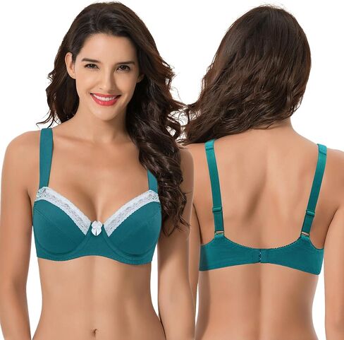 Curve Muse Women's Plus Size Unlined Balconette Cotton Bra-2 or 3Pack in Kuwait