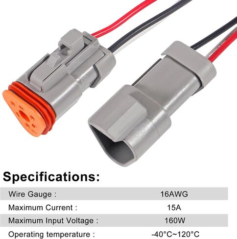 Deutsch Connector Kit 2 Pin,10PCS Waterproof Electrical Connector 18 AWG Male and Female, Automotive DT Connectors for Car Truck Boat in Saudi Arabia