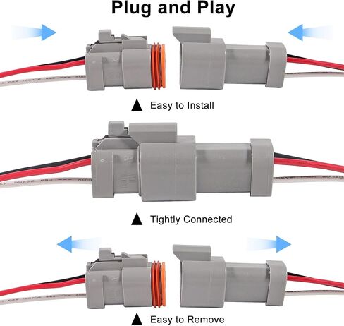 Deutsch Connector Kit 2 Pin,10PCS Waterproof Electrical Connector 18 AWG Male and Female, Automotive DT Connectors for Car Truck Boat in Saudi Arabia