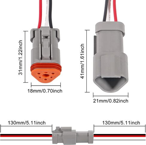 Deutsch Connector Kit 2 Pin,10PCS Waterproof Electrical Connector 18 AWG Male and Female, Automotive DT Connectors for Car Truck Boat in Saudi Arabia