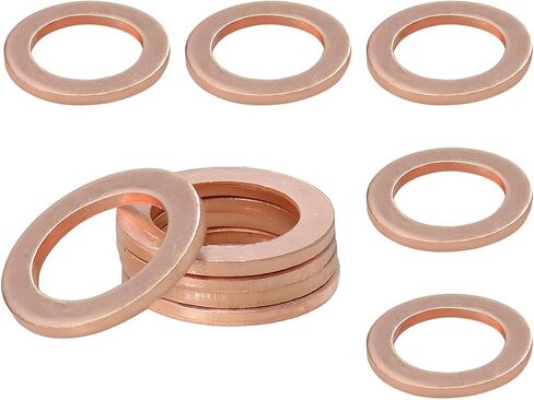 10 PCS Oil Drain Plug Gasket, 14mm Copper Oil Drain Plug Crush Washer Seal Rings, Oil Sealing Gasket Replacement Compatible with OEM PN Part 007603-014106 in Kuwait