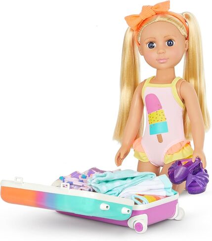 الفتيات اللامعات - دمية أستريد 14 بوصة قابلة لاتخاذ الوضعيات - شعر أحمر وعيون عسلي - ملابس تخييم وقبعة مطابقة وأحذية لامعة - ألعاب وملابس وإكسسوارات للأطفال من عمر 3 سنوات فما فوق in Kuwait