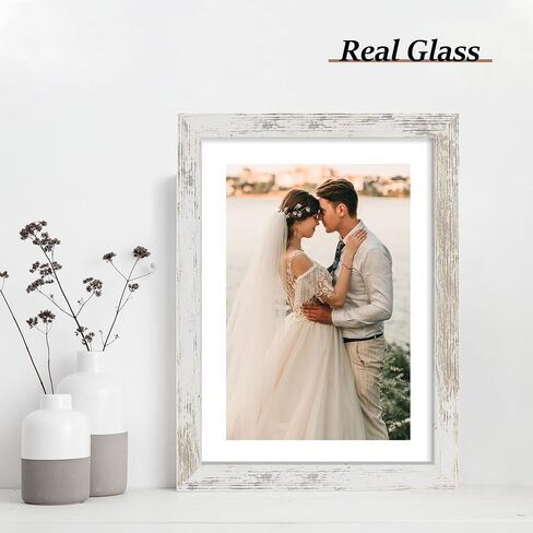 16x20 Picture Frame Set of 2 with Plexiglass, Display Pictures 11x14 with Mat or 16 x 20 Without Mat, Rustic Brown Poster Frame for Photo Wall Gallery Mounting in Kuwait