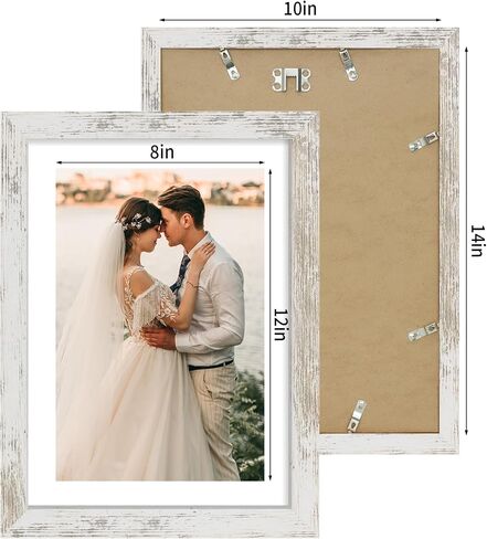 16x20 Picture Frame Set of 2 with Plexiglass, Display Pictures 11x14 with Mat or 16 x 20 Without Mat, Rustic Brown Poster Frame for Photo Wall Gallery Mounting in Kuwait