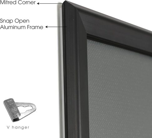 M&T Displays Snap Poster Frame Black 1.25" Aluminum Profile Front Loading Wall Mounting Photo Picture Document Certificate Sign Holder Mitered Corner Anti Glare Cover (Black, 32x48 in) in Kuwait