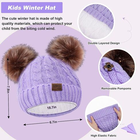 3 Pcs Kids Winter Beanie Hat Scarf Gloves Set for Girls Boys Knit Warm Pompom Toddler Hats Mittens Neck Warmer in Saudi Arabia