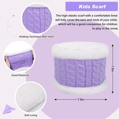 3 Pcs Kids Winter Beanie Hat Scarf Gloves Set for Girls Boys Knit Warm Pompom Toddler Hats Mittens Neck Warmer in Saudi Arabia