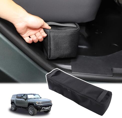 SUV Under Seat Storage Box Tray Organizer Compatible with 2024+ Hummer EV Accessories Hidden Underseat Rear Storage Oxford Cloth Tool Box Organizer Storage Box with Handle (Black) in Saudi Arabia