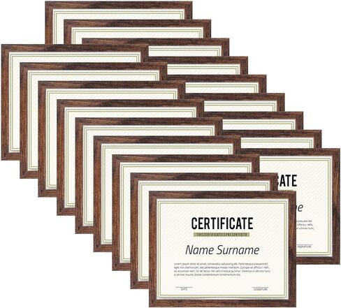 PHAREGE 8.5 x 11 Certificate Picture Frames Bulk Set of 18, Distressed Brown Photo Frames for Diploma, Document, Award and Artwork, Wall Hanging or Tabletop Display in Saudi Arabia