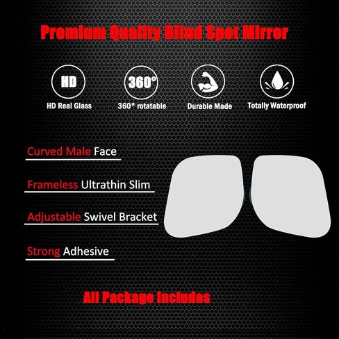 Ampper Blind Spot Mirror, Frameless HD Glass Convex Wide Angle Stick on Rearview Blindspot Mirror for Car Side Mirror Blind Spot (Fan, Small, Pack of 2) in Kuwait