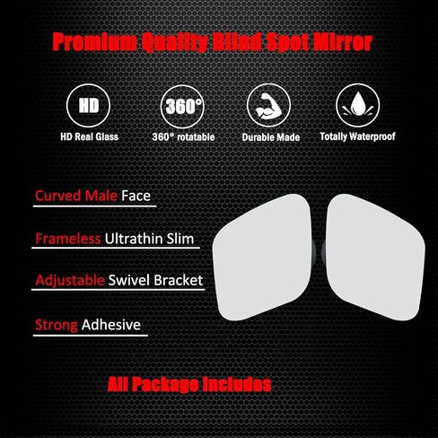 Ampper Blind Spot Mirror, Frameless HD Glass Convex Wide Angle Stick on Rearview Blindspot Mirror for Car Side Mirror Blind Spot (Fan, Small, Pack of 2) in Kuwait