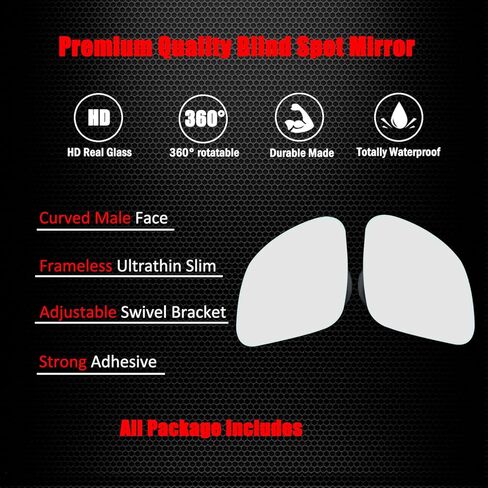 Ampper Blind Spot Mirror ، HD HD Glass Convex Wide Angle Stick على مرآة الظهر الخلفية للعمى لبقع أعمى مرآة للسيارة (مروحة ، صغيرة ، حزمة 2) 2) in Kuwait