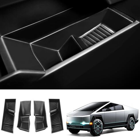 2PCS Front Under Seat Storage Box for Tesla Cybertruck 2024 2023 Accessories Underseat Hidden Organizer Tray with Silicone Pad Interior Accessories in Saudi Arabia