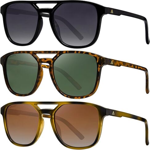 Arjien Polarized Aviator Sunglasses for Women Men UV400 Protection Trendy Sunglasses Double Bridge 70s Retro Vintage Aviators in Saudi Arabia