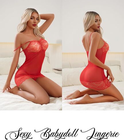 Narcisse Babydoll Lingerie Dress for Women Sexy Nightgown Chemise Mini Dress Strap Nighty Mesh Teddy Lingerie Sleepwear in Kuwait