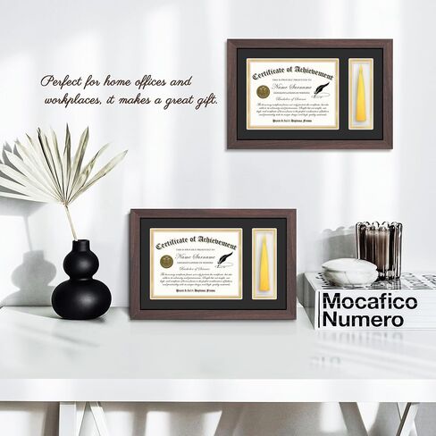 Picrit 11x14 Black Wood Diploma/Document Frame with Tempered Glass & Black over Gold Mat, and Display 15x18 Degree Certificate Frame without Mat for Wall, 1 pack in Kuwait