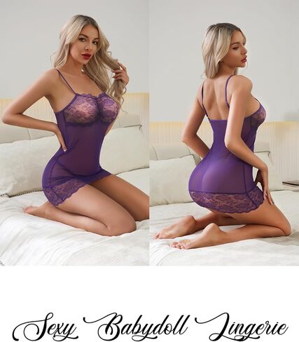 Narcisse Babydoll Lingerie Dress for Women Sexy Nightgown Chemise Mini Dress Strap Nighty Mesh Teddy Lingerie Sleepwear in Kuwait