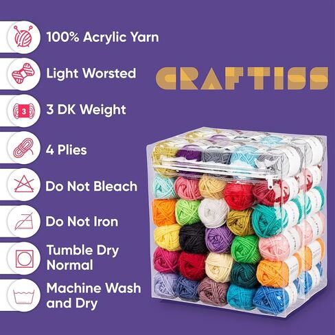 مجموعة Craftiss Crochet للمبتدئين ، 158 قطعة مع 16 لونًا من Skeins Yarn Yarn ، و 1300 ياردة-تعلم الكروشيه الكروشيه الكل في واحد للمبتدئين للبالغين المبتدئين in Kuwait