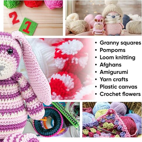 مجموعة Craftiss Crochet للمبتدئين ، 158 قطعة مع 16 لونًا من Skeins Yarn Yarn ، و 1300 ياردة-تعلم الكروشيه الكروشيه الكل في واحد للمبتدئين للبالغين المبتدئين in Kuwait