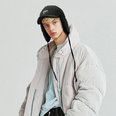 CLAPE Men Winter Baseball Cap, Outdoor Windproof Warm Fleece Trapper Hat w/Visor & Earflap for Clod Weather, Adjustable Size in Saudi Arabia