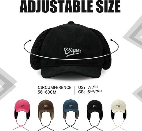 CLAPE Men Winter Baseball Cap, Outdoor Windproof Warm Fleece Trapper Hat w/Visor & Earflap for Clod Weather, Adjustable Size in Saudi Arabia