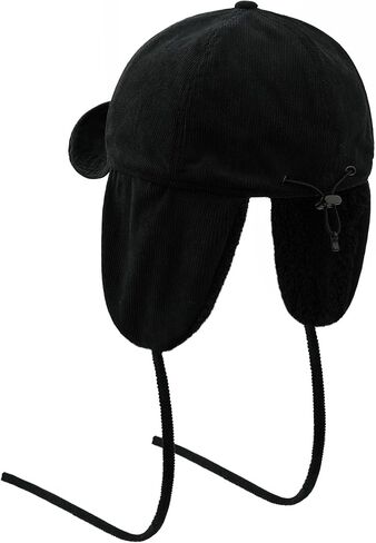 CLAPE Men Winter Baseball Cap, Outdoor Windproof Warm Fleece Trapper Hat w/Visor & Earflap for Clod Weather, Adjustable Size in Saudi Arabia