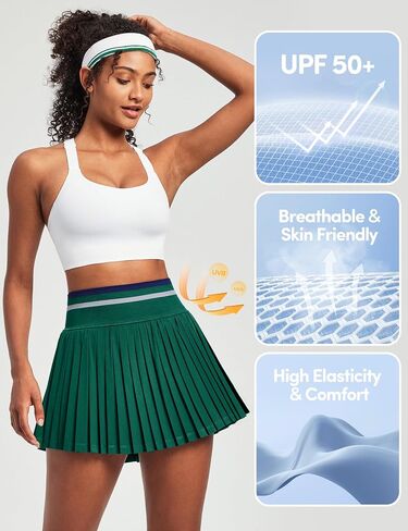IUGA Pleated Tennis Skirt High Waisted Golf Skirts for Women with Pockets Athletic Skirt Skort with Build-in Shorts in Saudi Arabia