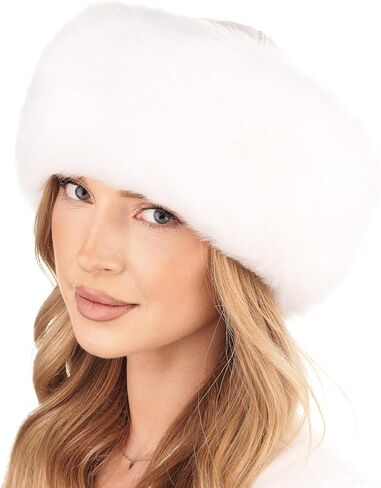 Futrzane Siberian Trim Hat - Womens Leather Faux Fur Hats - Elegant Russian Hat in Kuwait