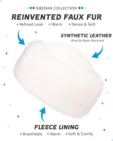 Futrzane Siberian Trim Hat - Womens Leather Faux Fur Hats - Elegant Russian Hat in Kuwait