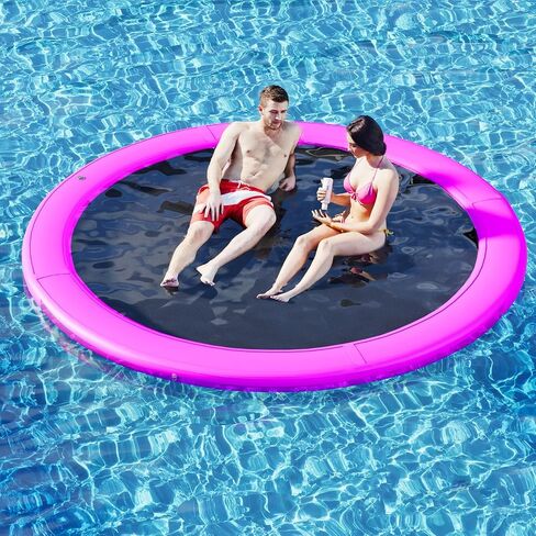 8'x8' Floating Dock, Inflatable Dock,Sunchill Float Ring with 4-inch High-Grade Woven Fabric, Manual Pump for Quick Inflate/Deflate, Fits 4-6, Ideal for Lakes, Pools, Oceans in Saudi Arabia