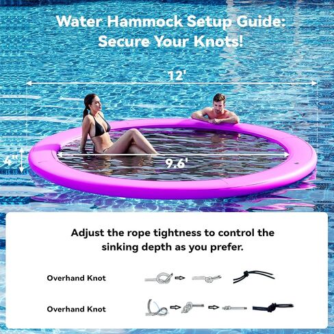 8'x8' Floating Dock, Inflatable Dock,Sunchill Float Ring with 4-inch High-Grade Woven Fabric, Manual Pump for Quick Inflate/Deflate, Fits 4-6, Ideal for Lakes, Pools, Oceans in Saudi Arabia