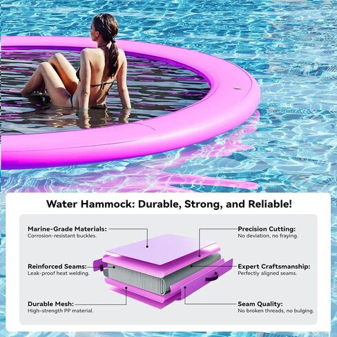 8'x8' Floating Dock, Inflatable Dock,Sunchill Float Ring with 4-inch High-Grade Woven Fabric, Manual Pump for Quick Inflate/Deflate, Fits 4-6, Ideal for Lakes, Pools, Oceans in Saudi Arabia
