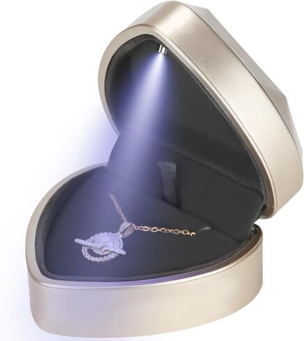 LETURE Heart Shaped LED Pendant Necklace Box, Jewelry Gift Boxes for Bracelet Bracelets, Small Jewelry Display with Light for Proposal Engagement Wedding Valentine's Day (Black) in Saudi Arabia